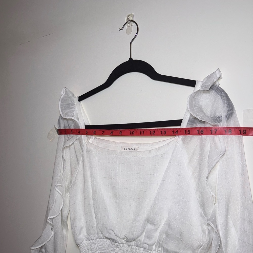 Storia White Off-Shoulder Ruffle Sleeve Sundress - Size Medium - Picture 12 of 15